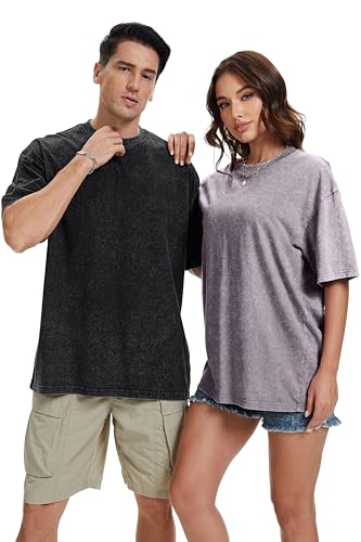 rosemia Oversized Tshirts for Men Vintage Short Sleeve Shirts Acid Wash Basic Tees4