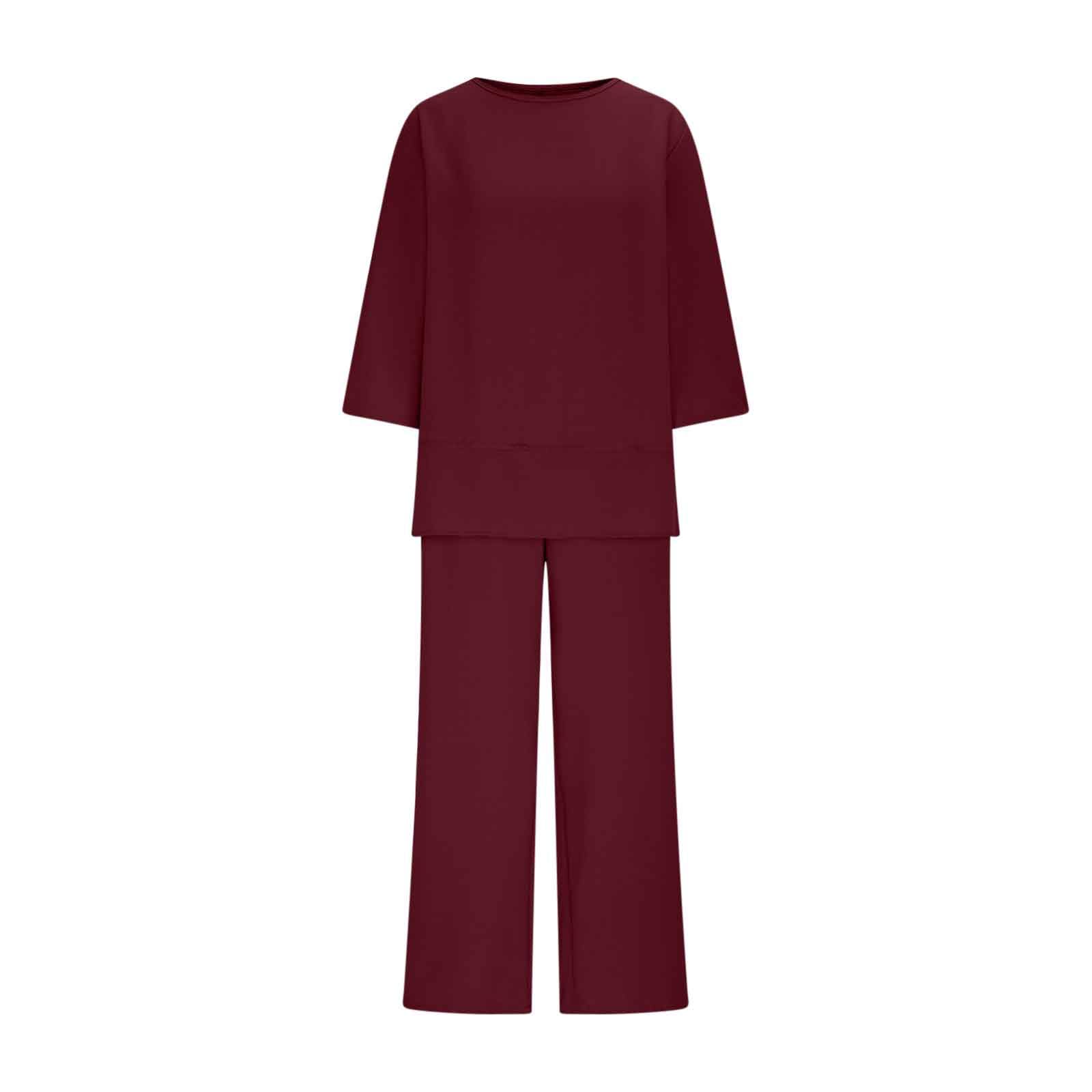 Ensemble Lin Pour Femme Eté Chic Chemise Lin Femme Manches Courtes Et Col Round Et Pantalon Large Deux Pièces Loungewear Set Ample Fluide Vetement Femmes Ete 2 Pièces Sets