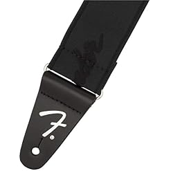 Fender WeightLess Sangle de guitare avec logo Noir/noir 5 cm - Les Beatles, Paul McCartney, John Lennon, RIngo Starr, George Harrison Fender WeightLess Sangle de guitare avec logo Noir/noir 5 cm – Image 4