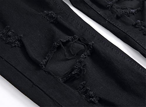 Andongnywell Men's Slim Fit Stretch Destroyed Skinny Zipper Denim Pencil Pants Causal Slim Fit Stretch Ripped Jeans4