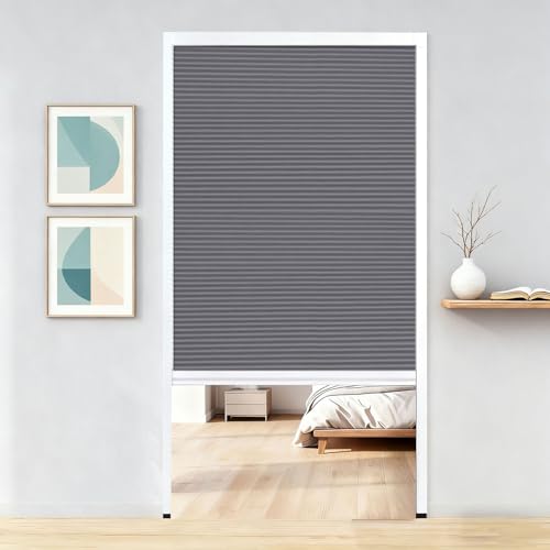 Cellular Shades Schiebetür, ohne Bohren, Akkordeon-Tor für Wohnzimmer, Küche, Arbeitszimmer, Schrank, 61 x 203 cm, Grau (B x H) 88,5 x 203,2 cm