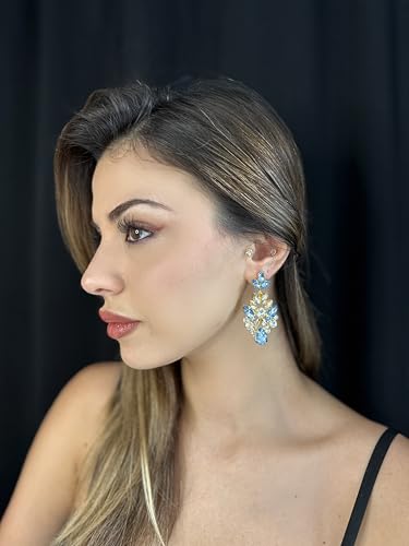 Elegant Crystal Rhinestone Drop Earrings for Brides and Bridesmaids - Dangle Earrings with Push Back - Perfect for Weddings - 2.36" Length, 1.18" Width3