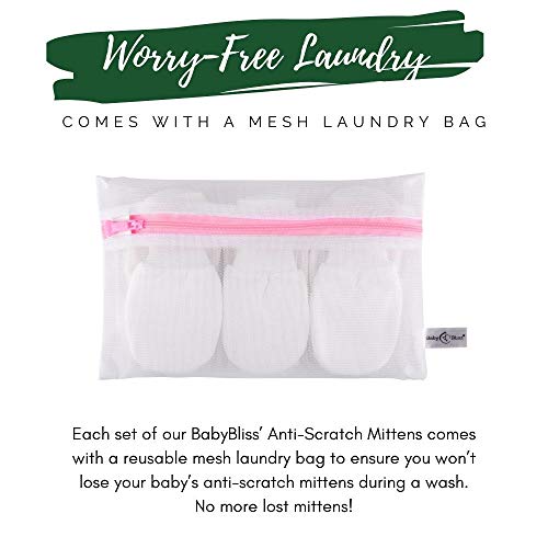 Anti-Scratch Baby Mittens - Pack Of 7 Unisex Newborn Mitts - No Scratch Gloves For Boys And Girls - Cotton Gloves For Infants 0-6 Months Old + Laundry Bag #TOP5