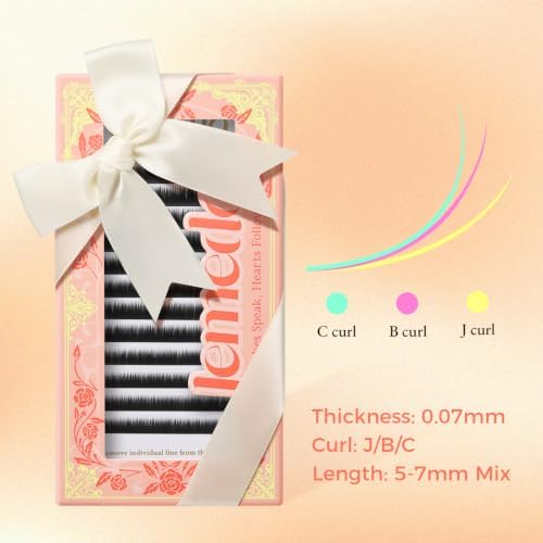 JEMEDO Bottom Lash Extension Individual Eyelash Fan (0.07 B 5-7mm Black) - 3