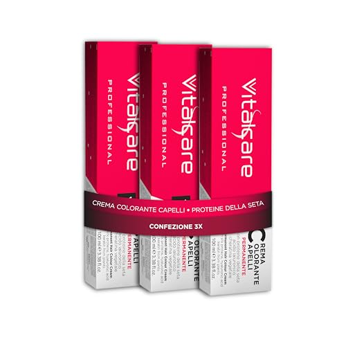 Vitalcare | Professional - Colorazione Permanente Professionale, Crema Colorante Capelli, Tintura Capelli con Proteine della Seta, n° 6/6, Rosso Intenso, Multipack 3 pz x 100ml