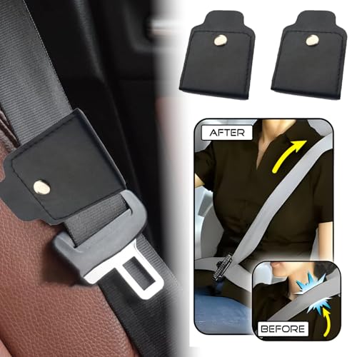 Auto Sicherheitsgurt Versteller, 2 PCS Premium PU Leder Sicherheitsgurt Clip für Fahrzeug Automobile Komfort Universal Schulter Nackenriemen Positionierer für Erwachsene (Schwarz-Snap-Typ)