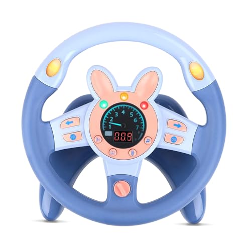 Volant voiture enfant 3 ans musical et lumineux avec simulateur de conduite à 360° bleu