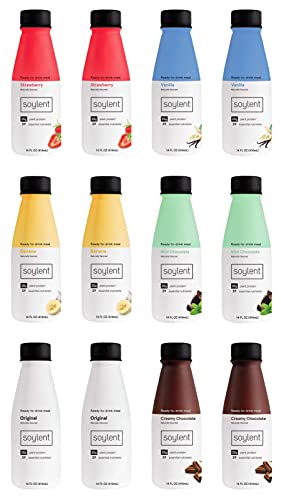 Soylent Plant Protein Meal-Replacement Shake, Gluten-Free Vegan, 14oz, 20g Protein, 6 Flavor Variety Pack (12 Pack)