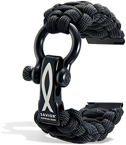 Savior Survival Gear Paracord 22mm Watch Band with Quick Release - Men & Women - Strap Compatible with Various Smart Watches, including Frontier, S3 Classic, and Fenix 5 (Black, Large)