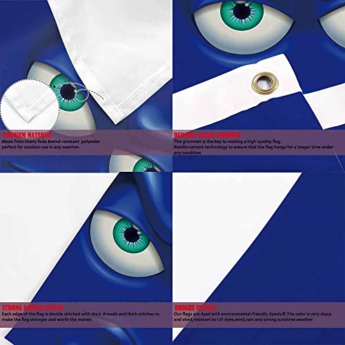 Yekiua Wtf Face Flag 3X5 Outdoor Cute Funny Cartoon Double Sided Flags All Weather Long Lasting With 2 Brass Grommets Blue #TOP3