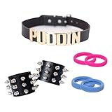 7PCS Punk Costume Set Puddin Choker Adjustable Bracelet Hairband Halloween Cosplay Jewelry Accessories for Women