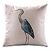 Create For-Life Cotton Linen Decorative Pillowcase Throw Pillow Cushion Cover Watercolor Bird Grus Japonensis Square 18"