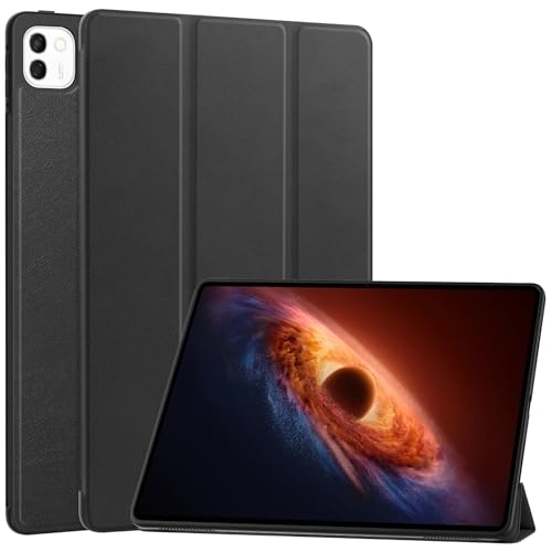 For Honor MagicPad 4 12.3�C���` 2026 �P�[�X�A�X���� TPU PU �t�H���I�J�o�[ �I�[�g�X���[�v/�E�F�C�N �f���A���A���O�� �X�^���h �ϏՌ��ی�^�u���b�g�V�F��(Black)