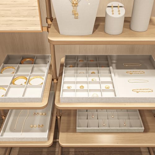 Oirlv Stackable Jewelry Tray,Linen Rings Earrings Organizer for Drawer by Oirlv - Used condition - Image 9