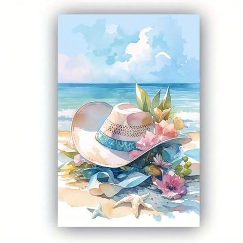 Tableau chapeau cow-girl rose 50x70cm pour décorer un salon bohème chic