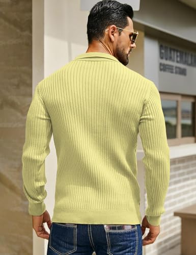 Image of DENIMHOLIC Men's Cotton Full Sleeve Collar Polo Sweater for Men, Rib Knitted Sweaters for Men Winter Sweater for Man