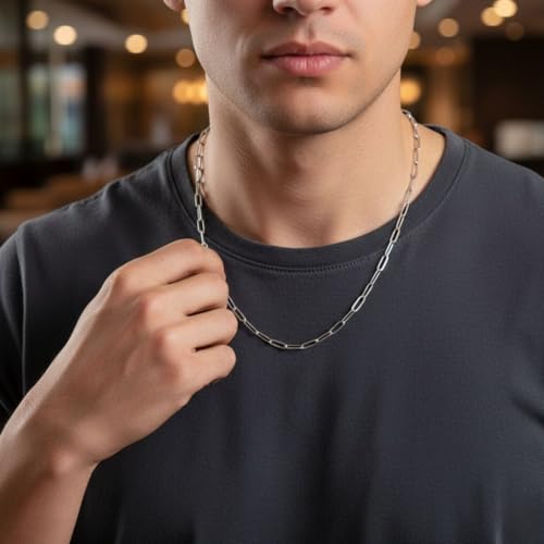 Image of THE MEN THING Chain for Men, Luxury Pure Titanium Steel Chain | Silver Stainless Steel Chain | Necklace Jewellery for Men & Boys