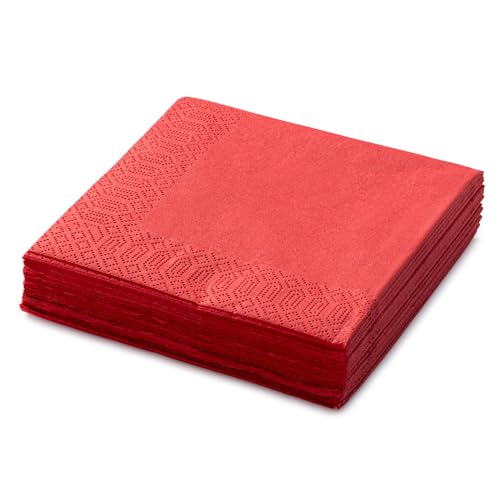 Red Beverage Napkins (20 Count) 3-Ply Disposable Paper Cocktail Napkins for Bar, Weddings, Parties, Events, Premium Quality, EU Made