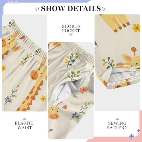 Pajama Pants Giraffes Cute Flowers PJ Bottoms Sleepwear Lounge Sleep Pant with Pockets4