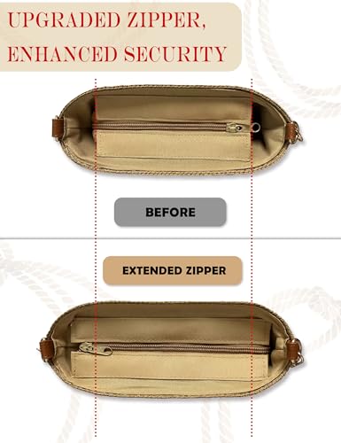 Straw Crossbody Purse for Women with Stripe, Woven Straw Shoulder Bag with Adjustable Strap, Trendy 2025 Beach Purses3