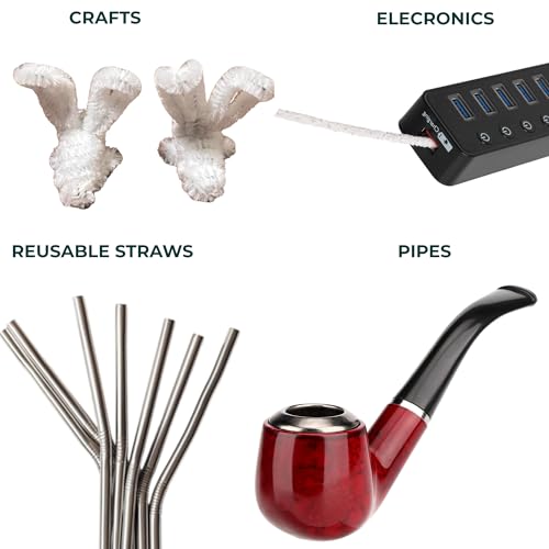 Mantello Pipe Cleaners (176 Pack- Soft Bristle) - 6 Inch, 100% Cotton, Steel Wire Pipe Cleaners for Pipe Smoking- Pipe Cleaners Bulk for Glass Tobacco Pipe, White Pipe Cleaners Craft Supplies - Image 4