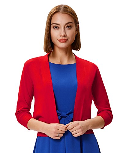Image of GRACE KARIN Women Cardigan Sweaters Lightweight Knit Cropped Cardigans Trendy 3 /4 Sleeve Shrug Bolero S-3XL