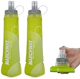 MARCHWAY Soft Hydration Flask with Wide Mouth, 300ml/500ml Collapsible TPU Water Bottle, Leakproof Portable Flexible for Running, Hiking, Cycling, Climbing, Gym, Travel (2pcs Yellow 300ml)