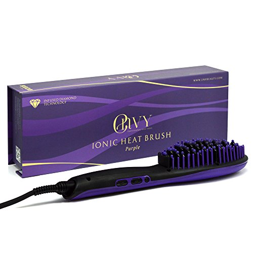 Envy Professional Ionic Heat Brush Hair Straightener , Flat Iron Straightening Hot Brush Dual Voltage 110v - 240v For Silky Straight Hair