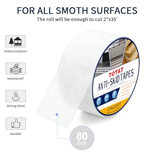 Image of Clear Anti Slip Tape for Stairs & Bathtubs, 2 inch x35FT Non-Skid Transparent Grip Tape - Soft PVC Safety Traction for Bare Feet, Pool Decks, Boats, Shower Floors