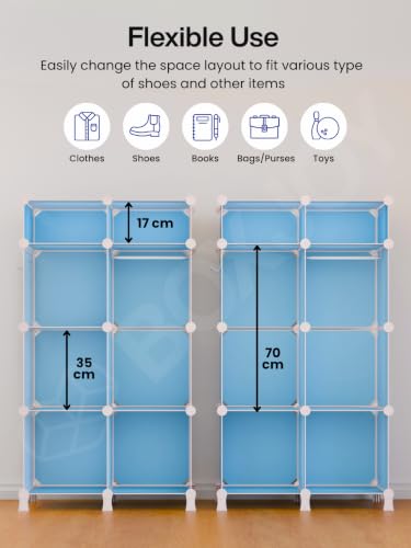 Image of BOXJOY Plastic Kids Wardrobe with 6 Doors, Sticker Sheet & 5 Hook Holder