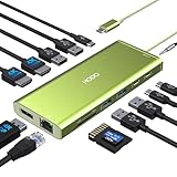 14 in 1:USB C Docking Station Dual Monitor HDMI for Dell HP, Laptop Docking Station USB Type C Hub Multiport Adapter Dongle 3 USB C to 2 HDMI,Ethernet,VGA,5 USB A,PD,SD TF,Audio for Lenovo,Surface