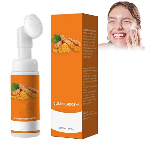Hppsctink Limpiador facial de cúrcuma, 60 ml Espuma limpiadora de cúrcuma, Limpia en profundidad la piel del rostro, Reduce las marcas de acné, Nutre e ilumina la piel,cream