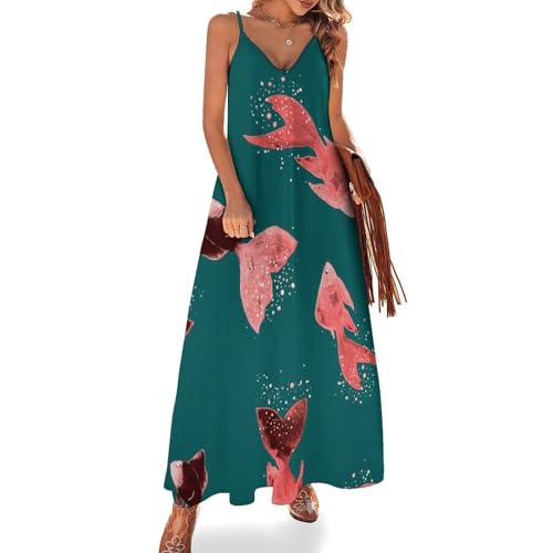 Robe longue d'été sans manches Poisson Rouge légère contre la chaleur pour femme active