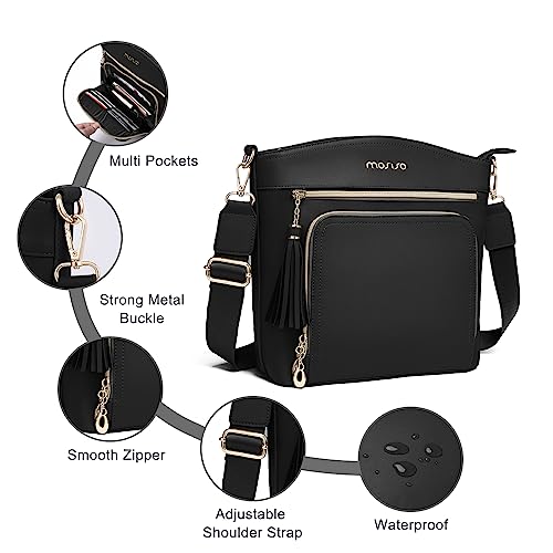 MOSISO Crossbody Bag, Purses for Women Crossbody, Multi Pockets Handbag Shoulder Bag with Card Holder Wallet & Tassel2