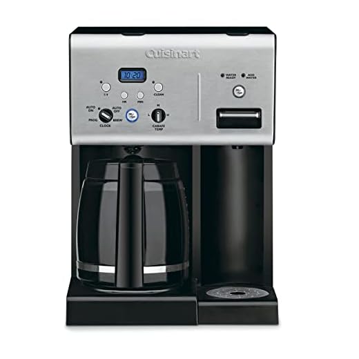 Cuisinart CHW-12 Coffee Plus 12-Cup Programmable Coffeemaker with Hot Water System, Black/Stainless