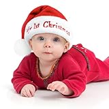 Iioscre My First Christmas Hat Santa Hat for Baby,Plush Toddler Xmas Holiday Hat,Luxury Soft Santa Claus Hat