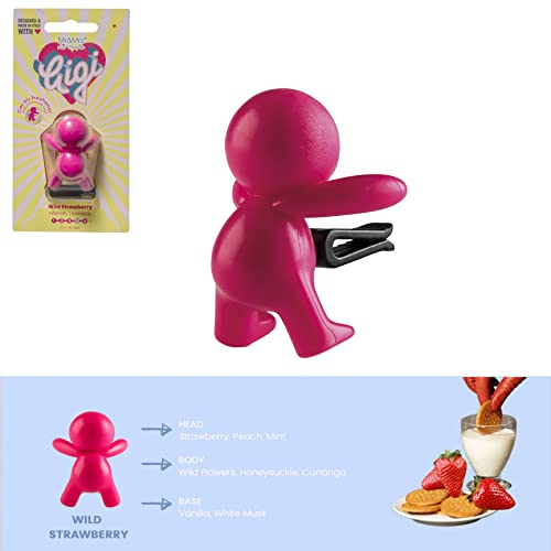 Gigi Car Air Freshener Wild Strawberry Fragrance Pink Long Lasting 30 Days Air Vent Clip Uses Alcohol-Free Fragrance Oil Non-Toxic Eva Material #TOP2