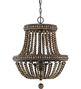 Austin Allen 9A123A Handley Transitional Chandelier with Wood Beads and Decorative Wood Ball, 3-L...