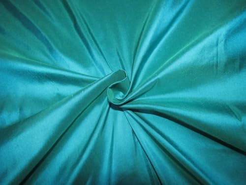 Soie pure Dupion Kingfisher bleu vert 137 cm : tissu haut de gamme pour couture et relooking