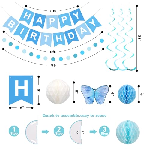 meowtastic Birthday Decorations Happy Birthday Banner with Honeycomb Balls by meowtastic - Used condition - Image 3
