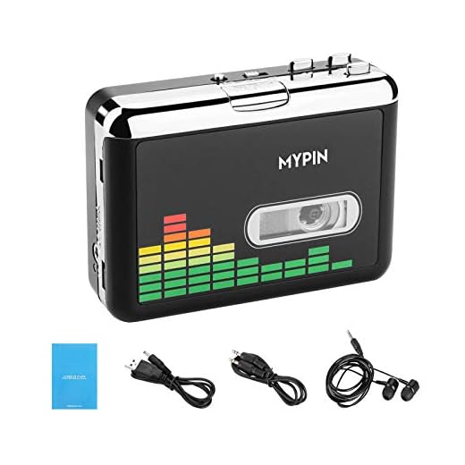 Registratore a Cassetta Portatile, MYPIN Lettore di Nastro Audio Cassetta Walkman e Convertitore da cassetta a MP3 USB, con Auricolari Musicassetta Lettore, Nessun PC Richiesto