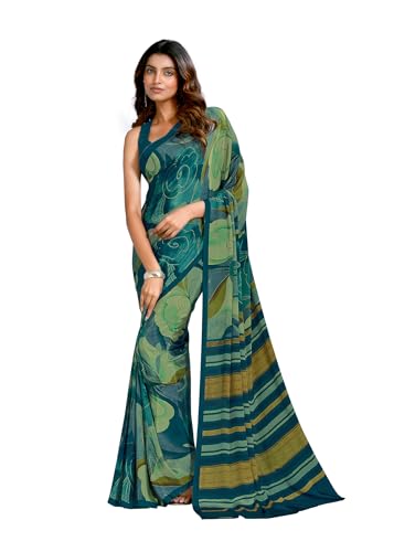 Image of Jaanvi fashion Women's Crepe Silk Saree with Unstitched Blouse Piece | Soft Lightweight Traditional Ethnic Wear Saree for Party, Wedding, Festival