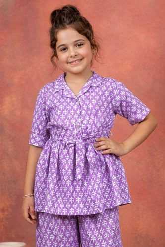 Image of Fashion Dream Girl's Cotton Blend Printed Co-ord Set|Clothing Set|Combo Set|Casual Wear|Coordinate Outfit for Girls|Two-Piece Set