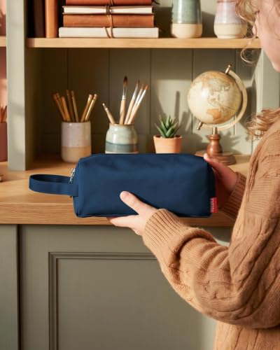 Image of Fmeida Pencil Case Pouch, Back to School Supplies Gift for Boys Girls, Navy | Eco-Friendly Fabric, Water-Resistant, Inner Pocket, Carry Handle, for School & Office