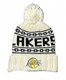 Ultra Game NBA Los Angeles Lakers Cream/Black Cuffed Knit Beanie Hat with Pom