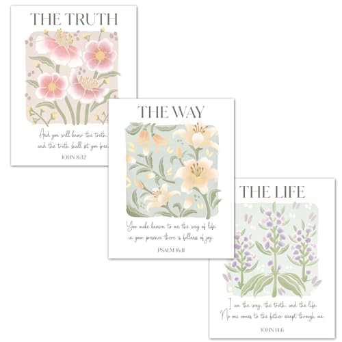 HoneyKICK Christian Wall Art Set of 3 Posters, The Way,