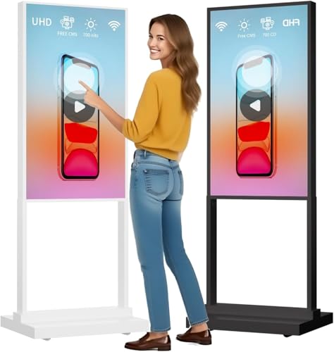 Image of 55 Inch 4K Touchscreen, Indoor Capacitive Touch Floor Standing Digital Signage Displays,Advertising Display LCD Kiosk, UHD Interactive Display Poster Android System, HDMI /USB /WiFi