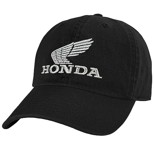 Popfunk Official Honda Grey Retro Wing Logo Dad Hat - The U18 Adjustable Relaxed-Fit Cap - Unisex for Men and Women, Black