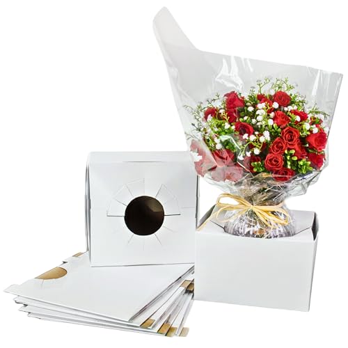 Image of Holiday Designs - Quick Fold Florist Delivery Box, Cardboard Vase Boxes for Secure Floral Arrangements During Transport, 8 x 8 x 5 (Large - 10 Pack)