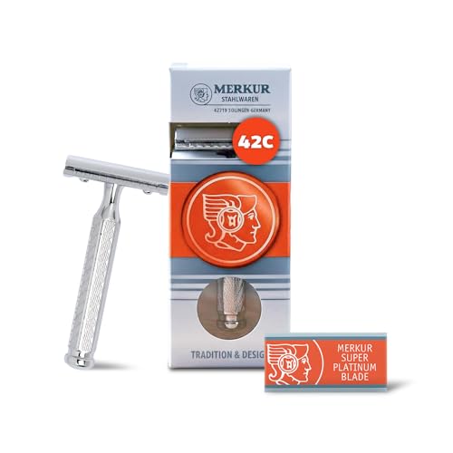 Merkur 3-Piece Double Edge Safety Razor, Chrome-Plated 42001, 1 Count (Pack of 1)